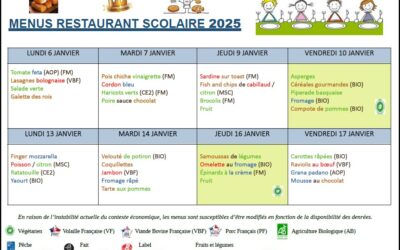 Menus du 6 au 17 janvier