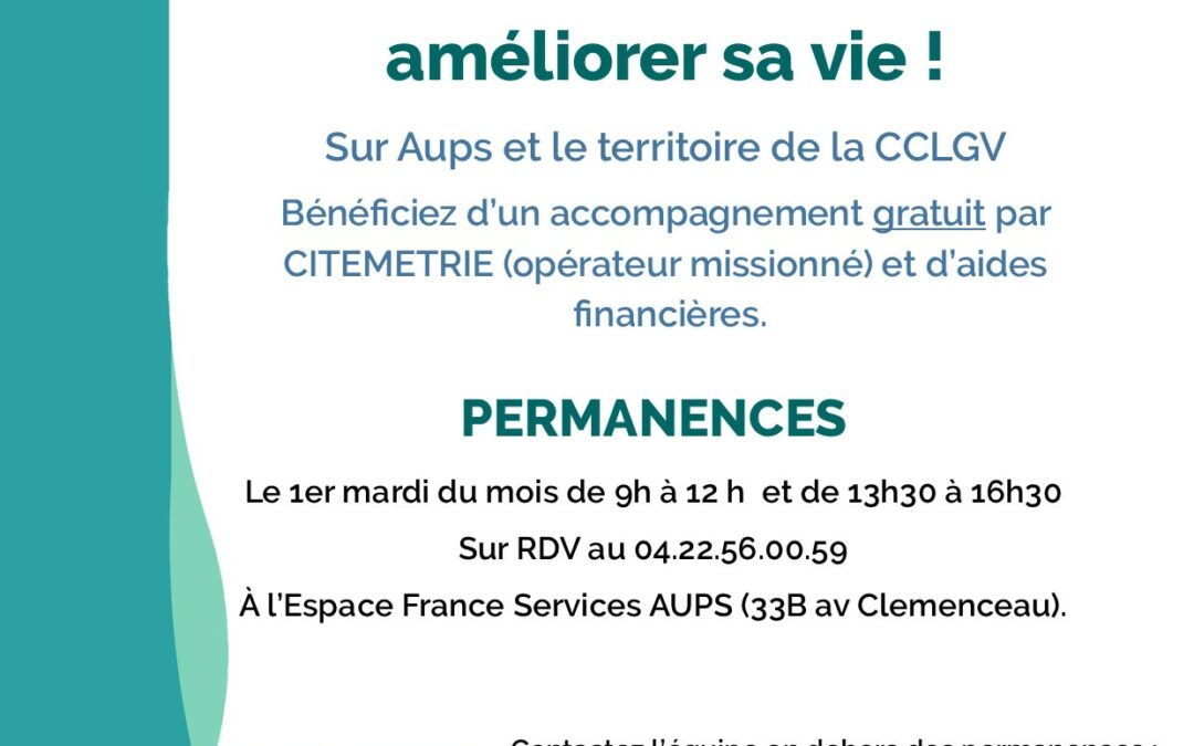 Rénovation de l’habitat : permanences à Aups