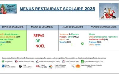 Menus du 15 au 19 décembre
