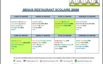 Menus du 19 au 30 janvier