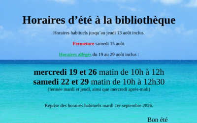 Horaires d’été à la bibliothèque