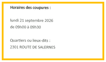 AVIS de COUPURE de COURANT